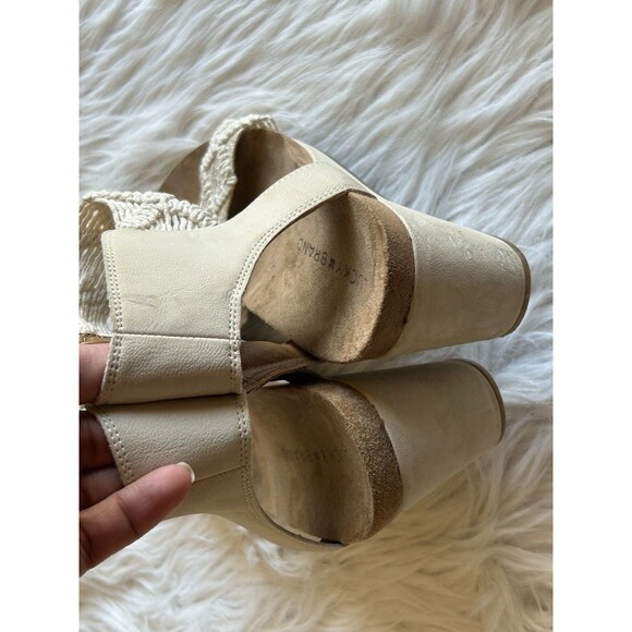 Lucky Brand Women’s Size 10 Kierlo Ankle Strap Wedge Sandals Ivory Knit Leather - Picture 7 of 9